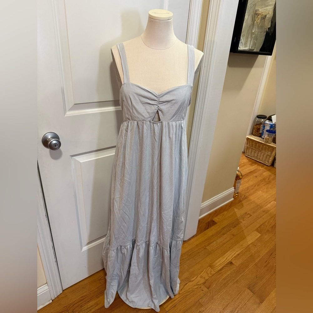 Zara Light Blue Gray Maxi Dress